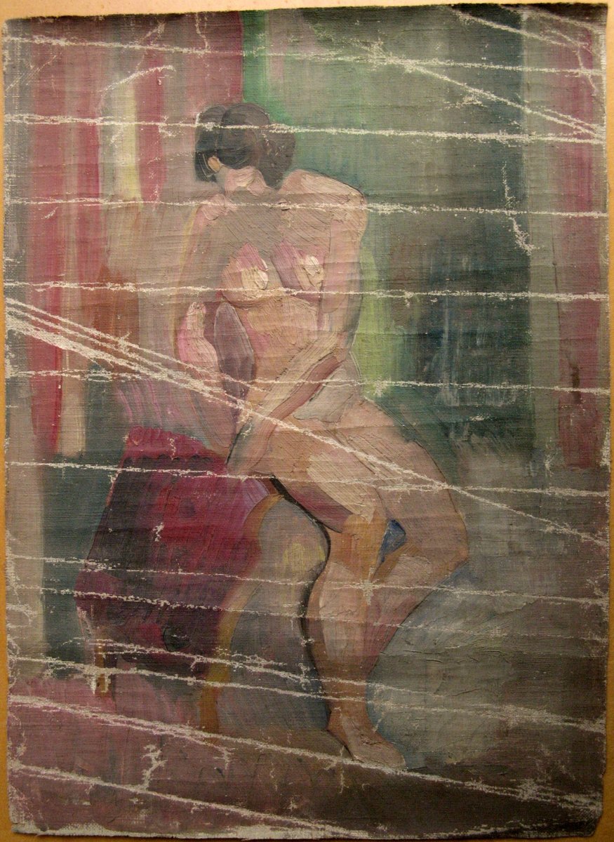 Oil On Free Canvas : "nu Cubiste"