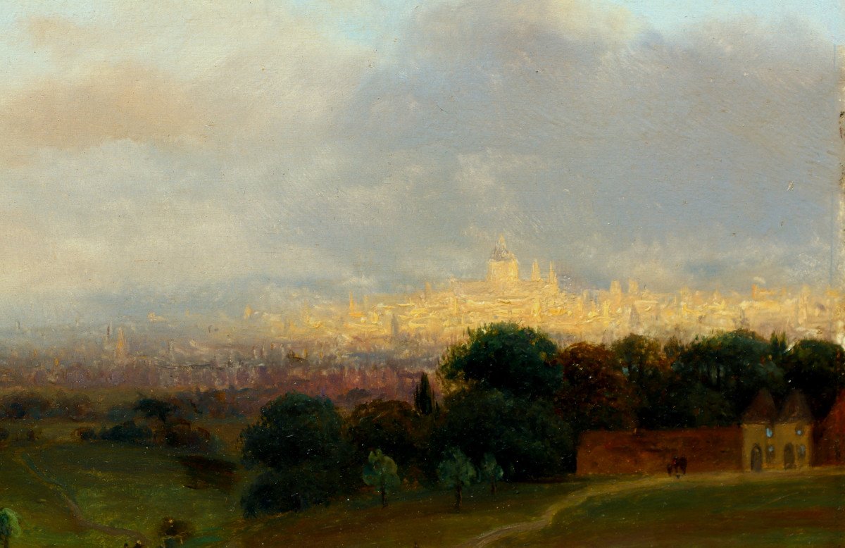 Andreas Schelfhout (attributed To) : "landscape With A City In The Distance"-photo-2