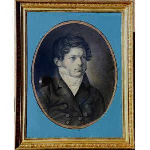 French School Circa 1820 : "portrait Of A Young Man"