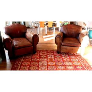 France Circa 1930 : "pair Of Huge Club Armchairs"