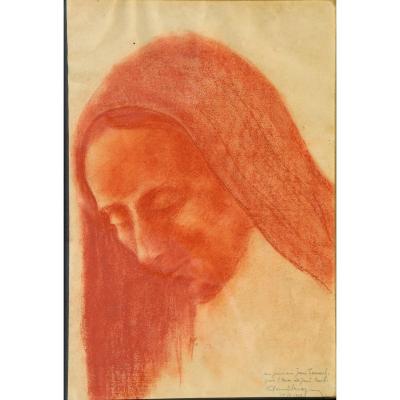 Paul Breyer : Bloodpencil "head Of A Virgin Of Pieta"