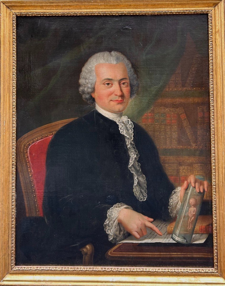 Portrait Of A Doctor With A Foetuses - French School, 18th Century.