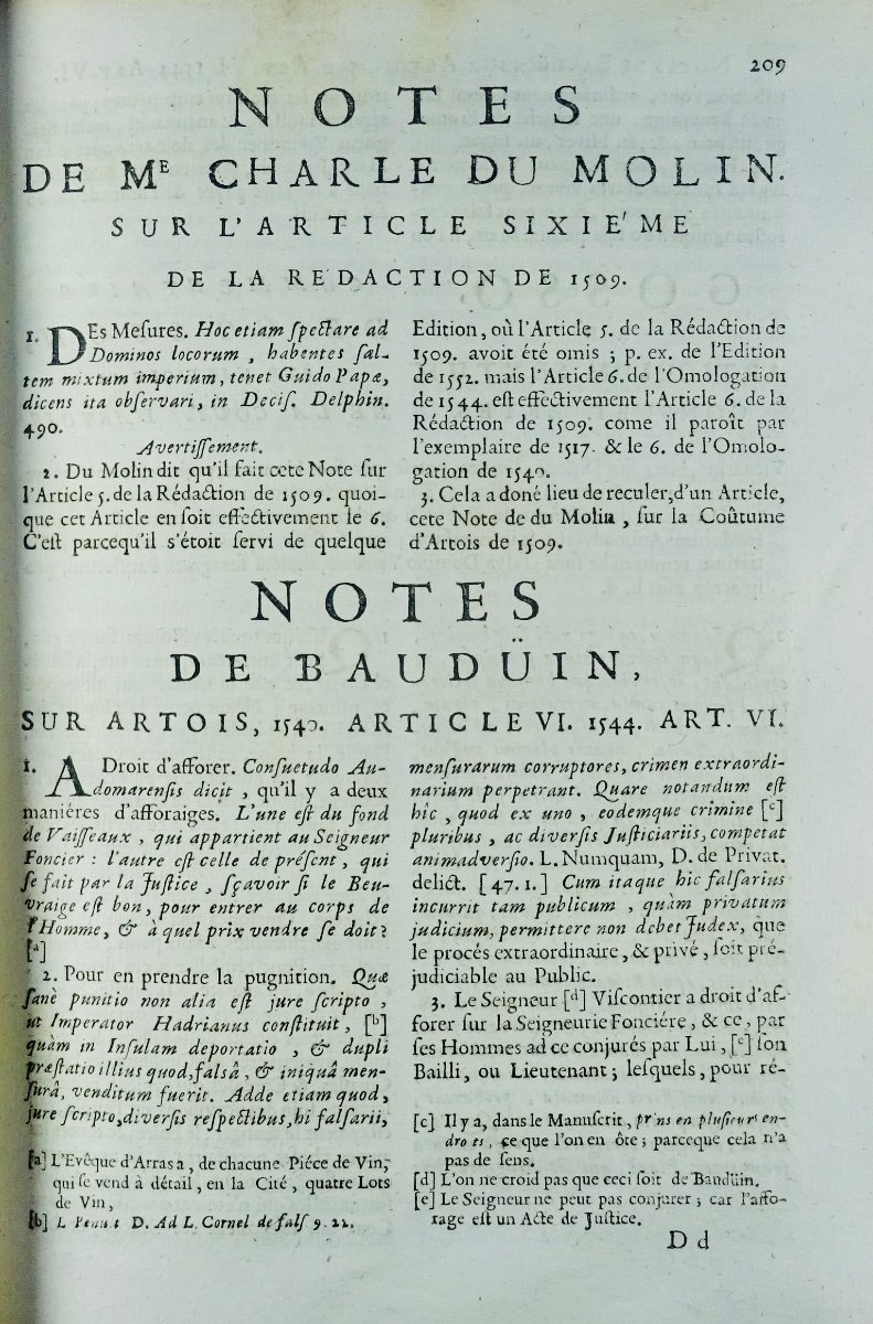 MAILLART (Adrien) - Coutumes générales d'Artois avec des notes. Chez Gosselin et Quillau, 1704.-photo-4