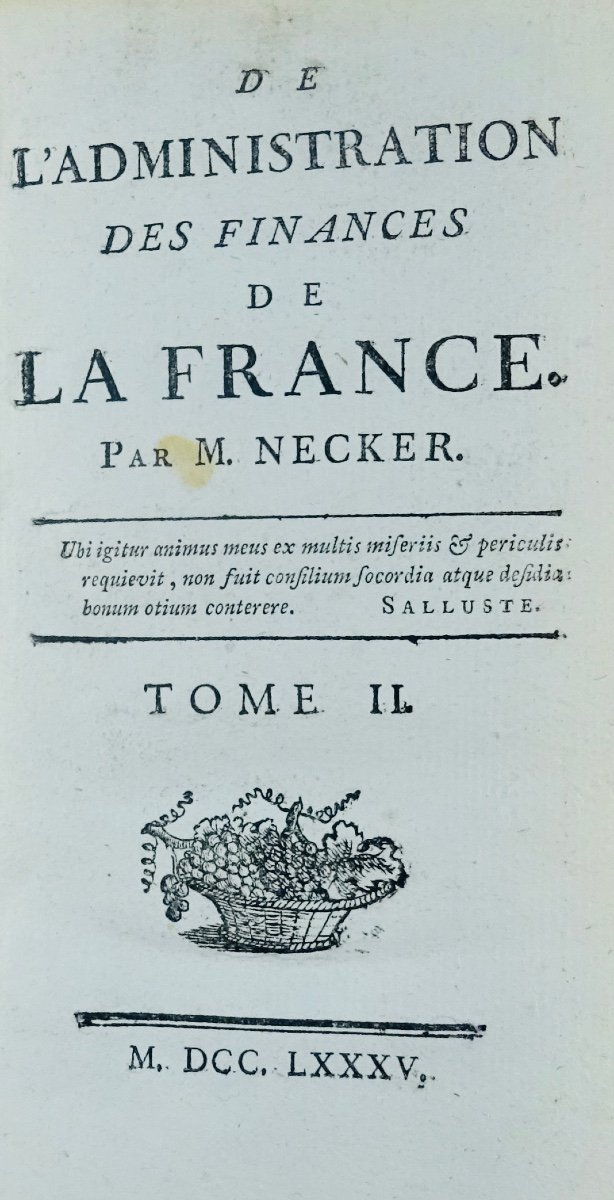 NECKER - De l'administration des finances de la France. 1785, reliure de l'époque.-photo-3