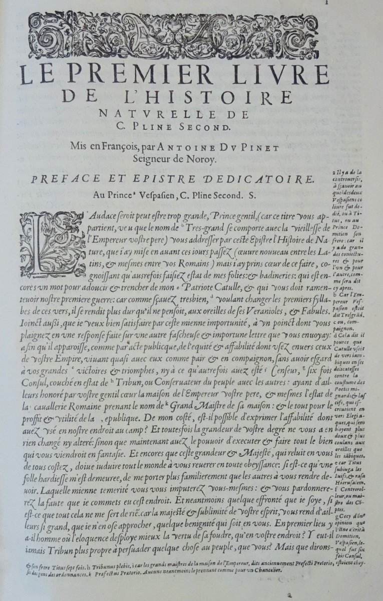 PLINE LE SECOND (C.) - L'histoire du monde. Paris, Chez Abel l'Angelier, 1608 ; in-folio.-photo-1