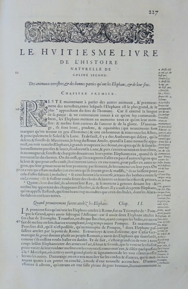 PLINE LE SECOND (C.) - L'histoire du monde. Paris, Chez Abel l'Angelier, 1608 ; in-folio.-photo-4