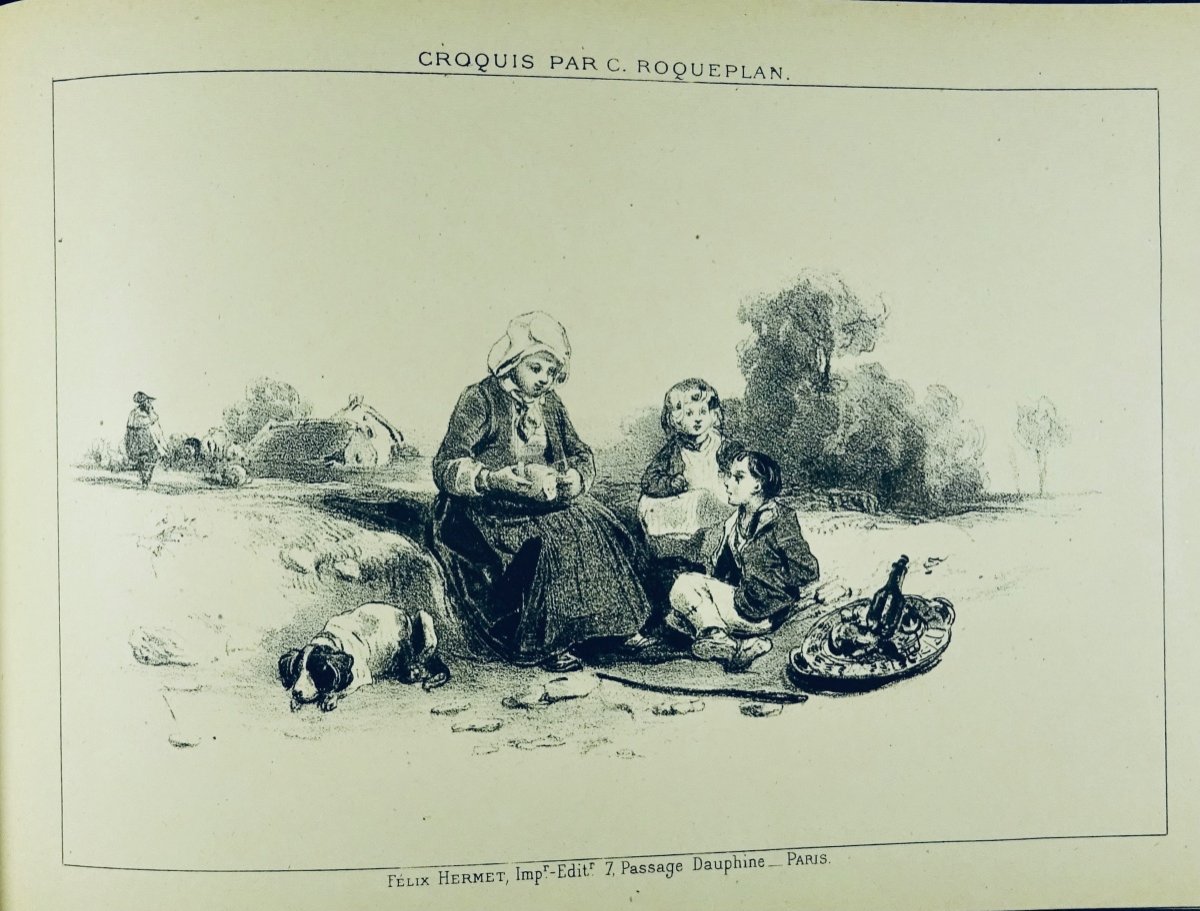 BRASCASSAT - ROQUEPLAN - WATTIER - CHARLET - Album-croquis. 10 planches. Hermet, 1900.-photo-6