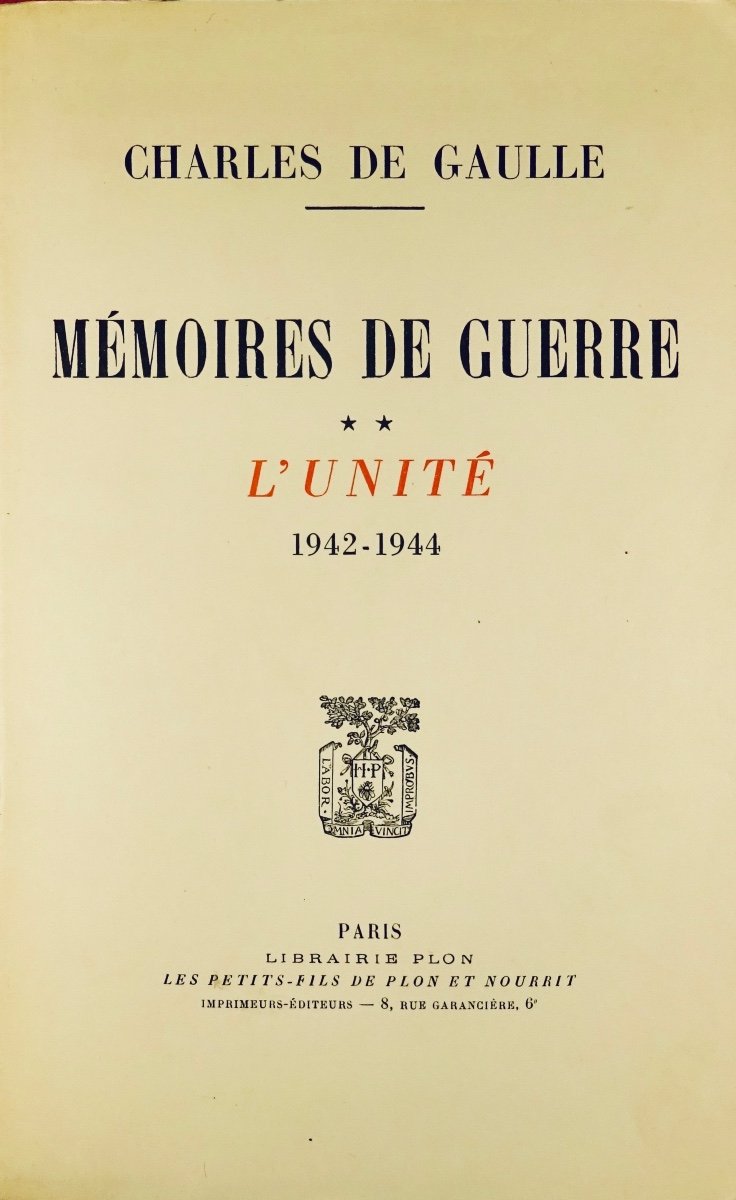 DE GAULLE - Mémoires de guerre. 3 volumes, Plon, 1954-59. Édition originale avec envoi.-photo-1