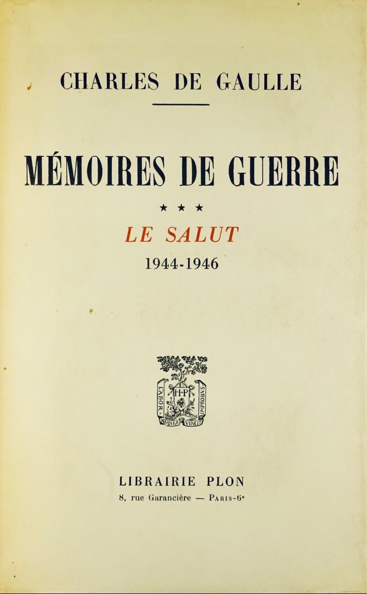 DE GAULLE - Mémoires de guerre. 3 volumes, Plon, 1954-59. Édition originale avec envoi.-photo-4