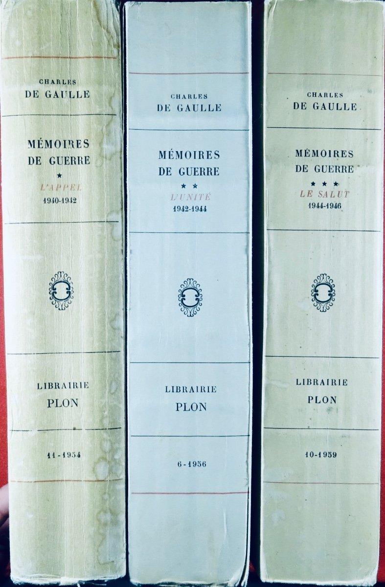 DE GAULLE - Mémoires de guerre. 3 volumes, Plon, 1954-59. Édition originale avec envoi.-photo-7