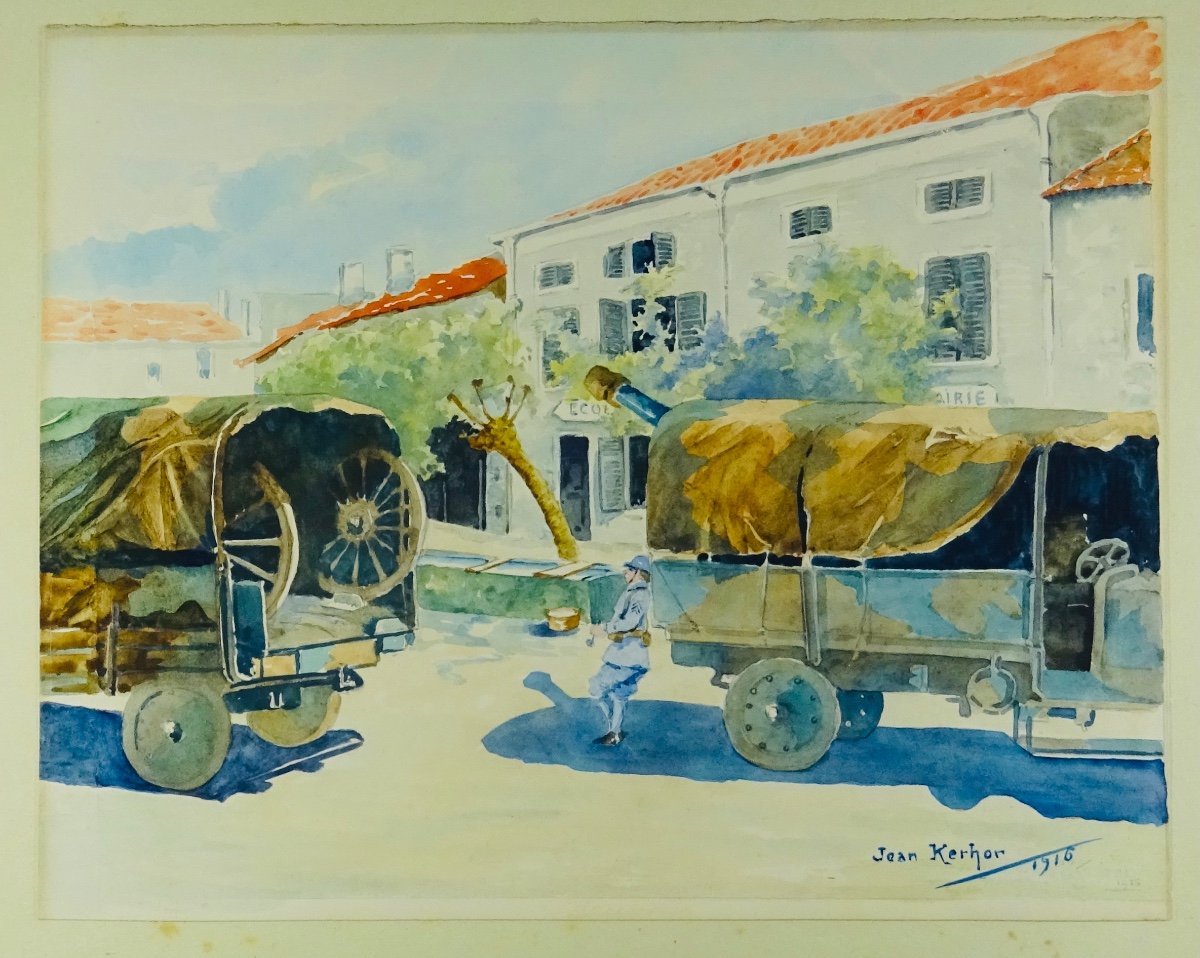 KERHOR (Jean) - Dossier contenant des dessins, des aquarelles et quelques gravures. vers 1918.-photo-4