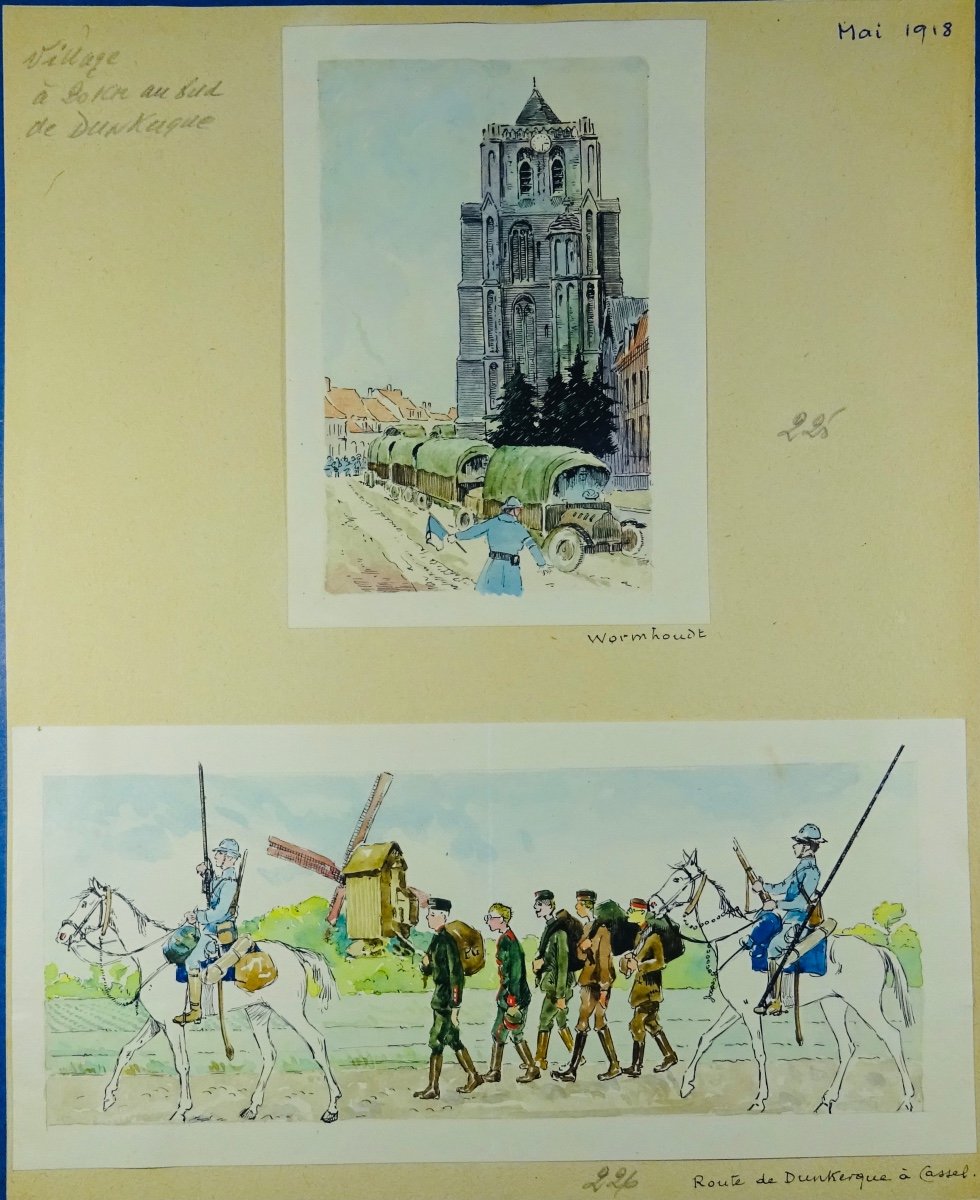 KERHOR (Jean) - Dossier contenant des dessins, des aquarelles et quelques gravures. vers 1918.-photo-7