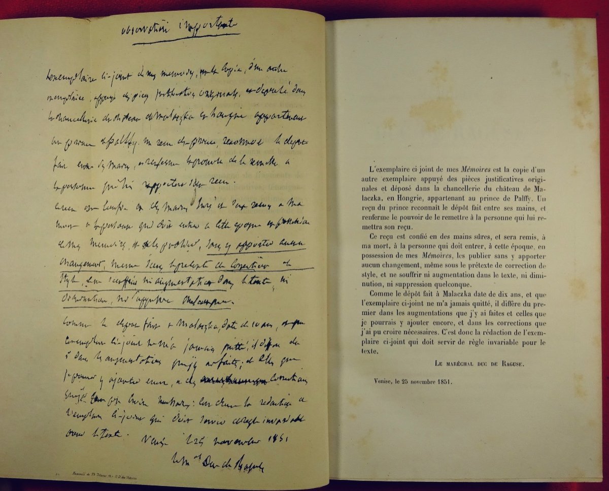 MARMONT MARÉCHAL, DUC DE RAGUSE - Mémoires du duc de Raguse. 1857. Seconde édition.-photo-1