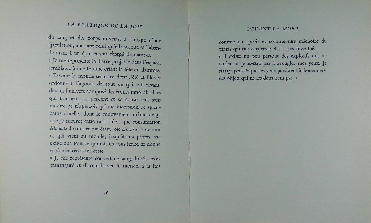 BATAILLE - La pratique de la joie devant la mort. Mercure de France, 1967. Édition originale.-photo-4