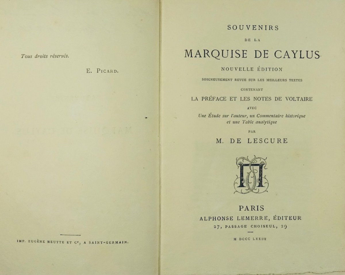 Caylus - Memories Of The Marquise De Caylus. Alphonse Lemerre, 1874.-photo-3