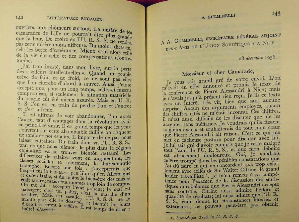 GIDE (André) - Littérature engagée. Gallimard, 1950, cartonnage Paul BONET.-photo-8