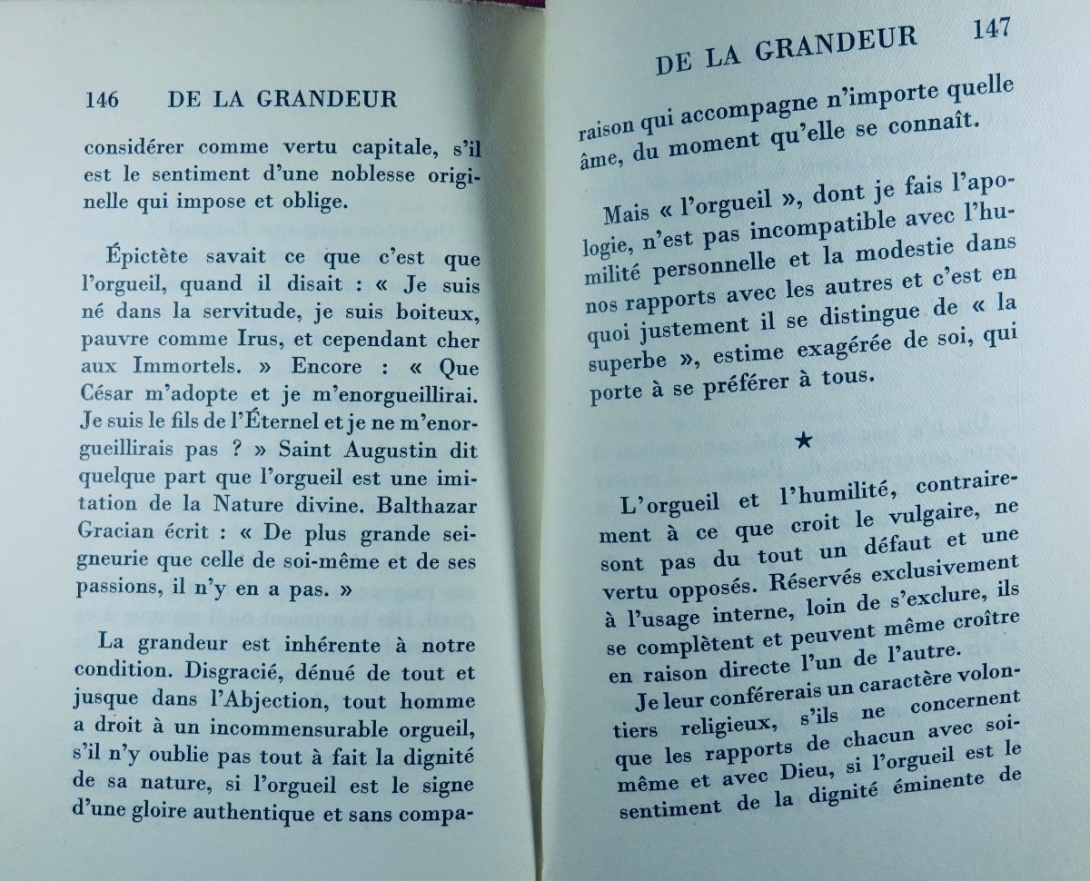 JOUHANDEAU (Marcel) - De la grandeur. Paris, Grasset, 1952, édition originale.-photo-3