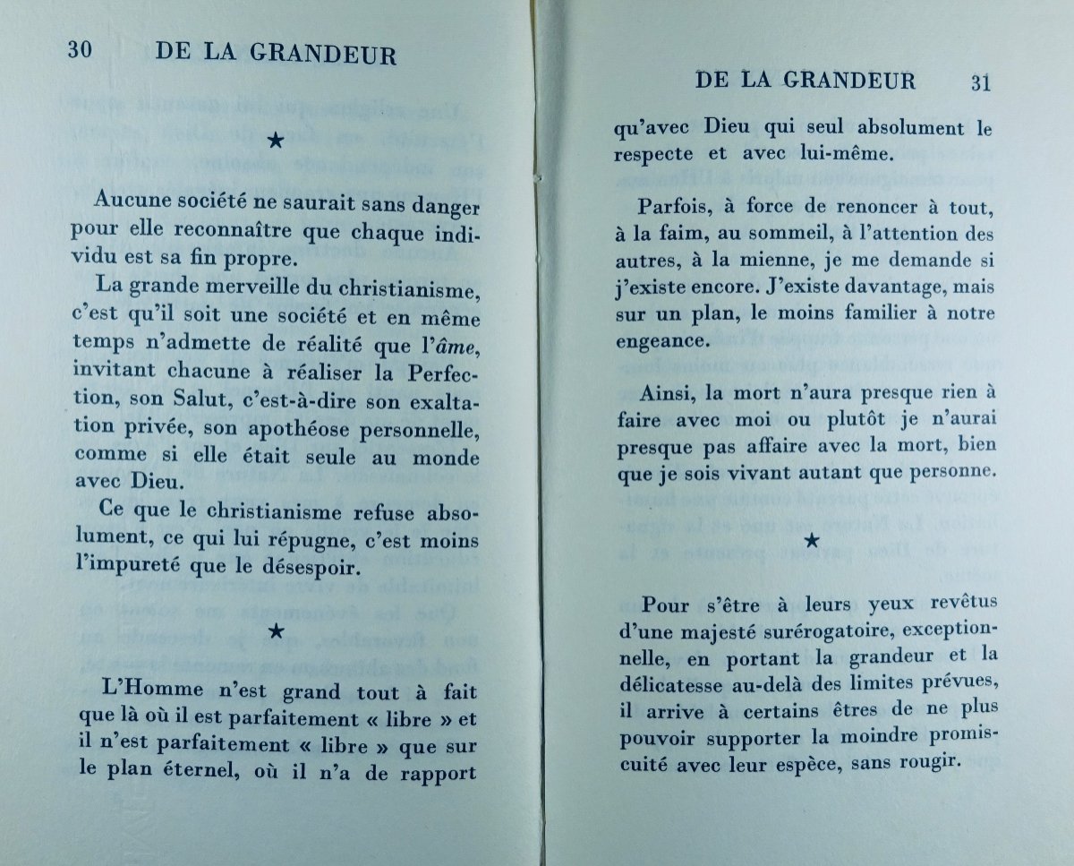 JOUHANDEAU (Marcel) - De la grandeur. Paris, Grasset, 1952, édition originale.-photo-5