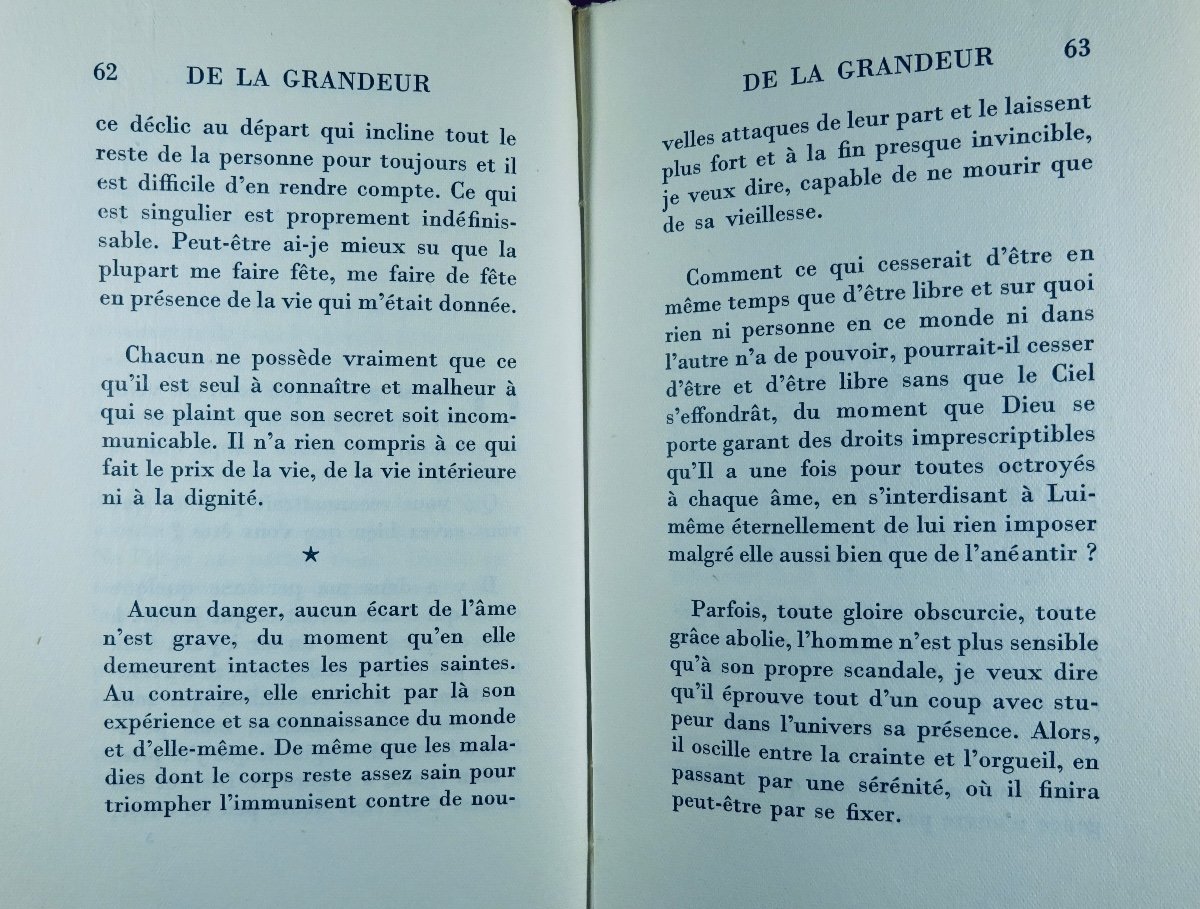 JOUHANDEAU (Marcel) - De la grandeur. Paris, Grasset, 1952, édition originale.-photo-6