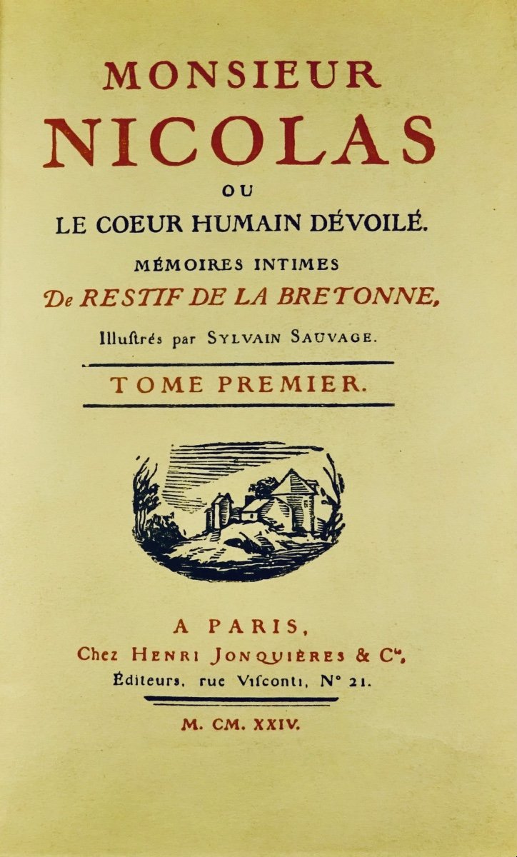 RESTIF DE LA BRETONNE - Monsieur Nicolas. Jonquières, 1924, illustré par Sylvain SAUVAGE.-photo-2