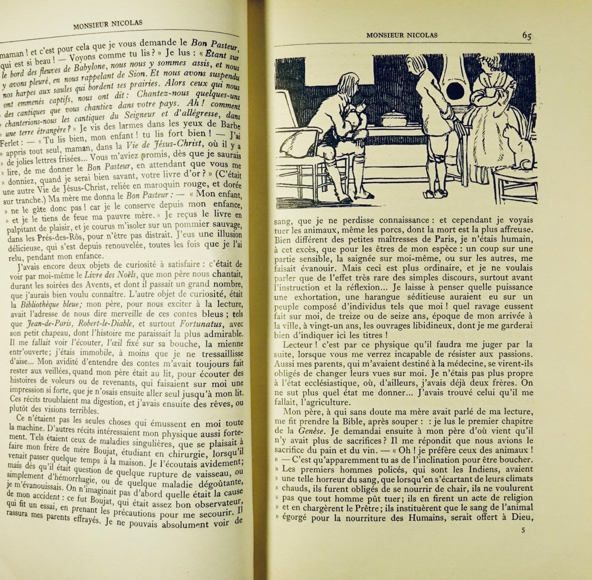 RESTIF DE LA BRETONNE - Monsieur Nicolas. Jonquières, 1924, illustré par Sylvain SAUVAGE.-photo-3