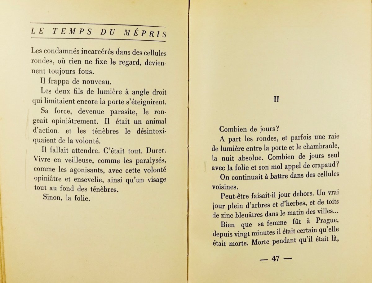 MALRAUX (André) - Le temps du mépris. Paris, Éditions Gallimard, 1944, cartonnage Paul BONNET.-photo-4