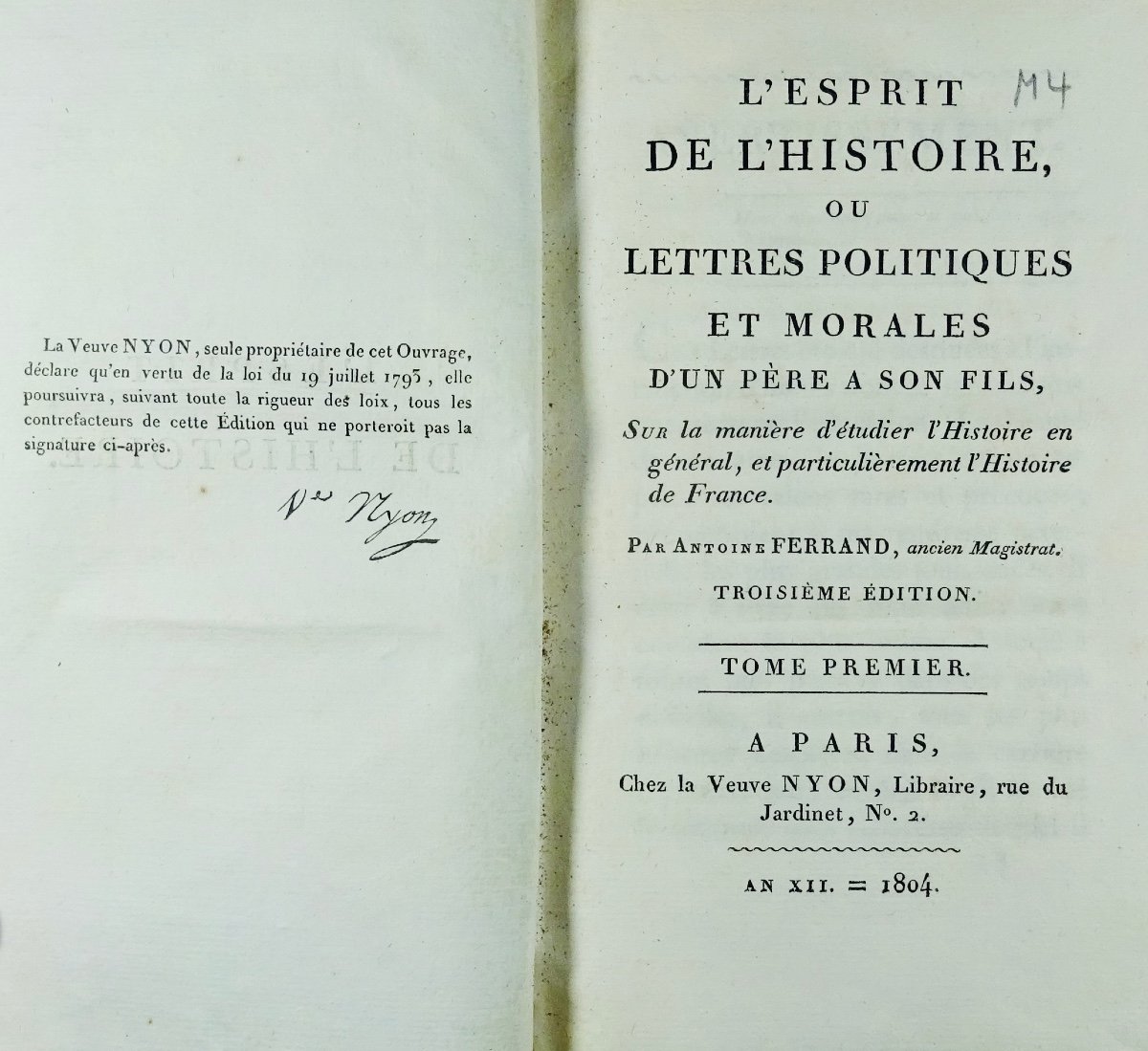 Ferrand - The Spirit Of History, Or Political Letters. Chez Nyon, 1805, Contemporary Binding.-photo-2