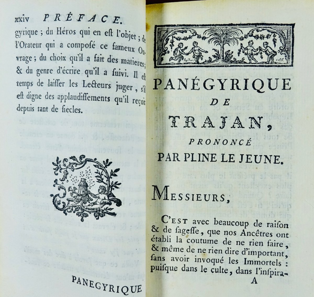 PLINE LE JEUNE - Panégyrique de Trajan. Paris, Chez Brocas, 1772. Reliure d'époque.-photo-1