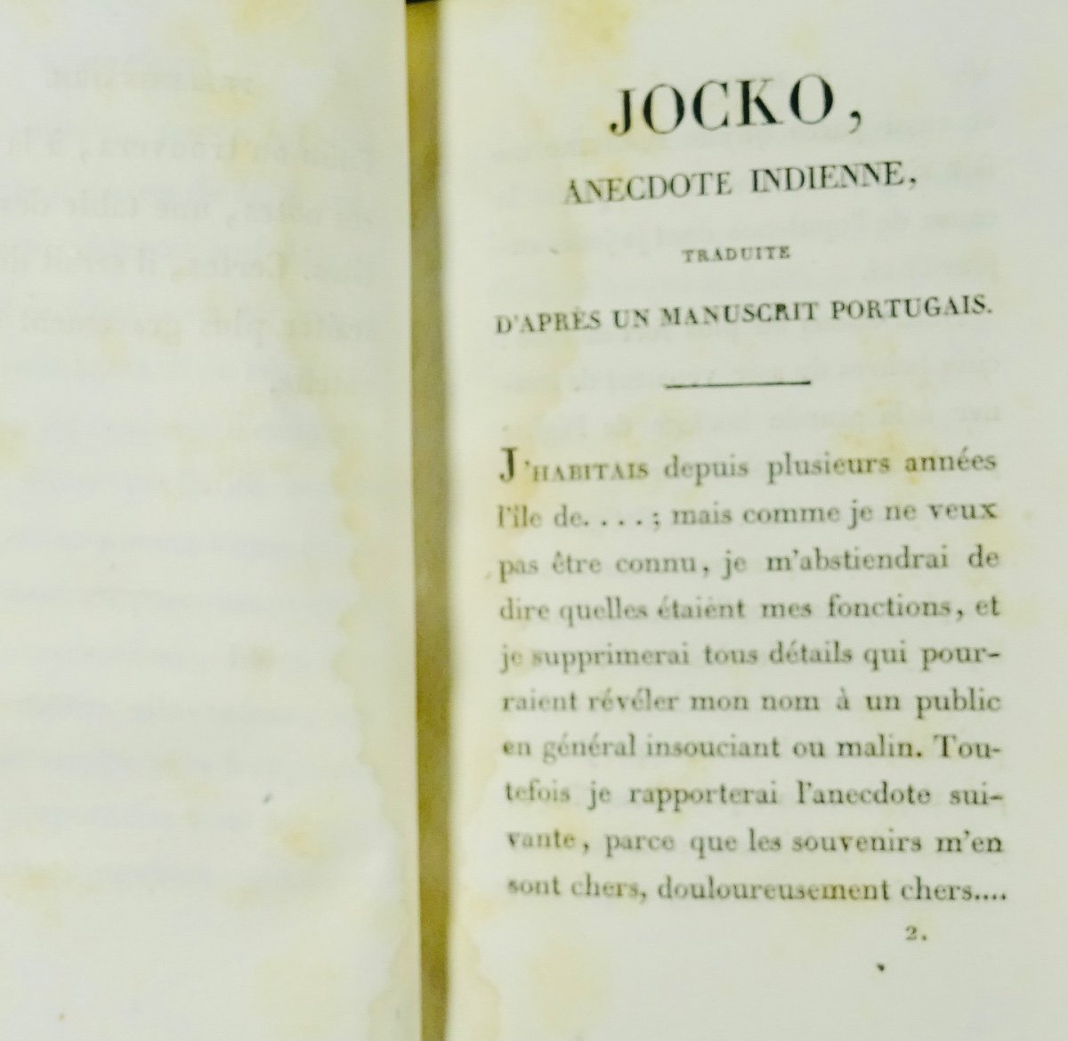 POUGENS - Jocko, épisode détaché des lettres inédites sur l'instinct des animaux. 1824.-photo-3