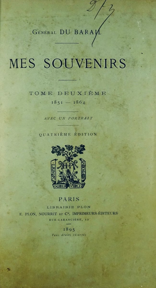 BARAIL - Mes souvenirs. Paris, Librairie Plon, 1894. Avec un bel envoi de l'auteur.-photo-3