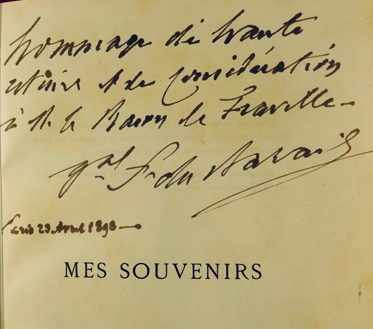 BARAIL - Mes souvenirs. Paris, Librairie Plon, 1894. Avec un bel envoi de l'auteur.