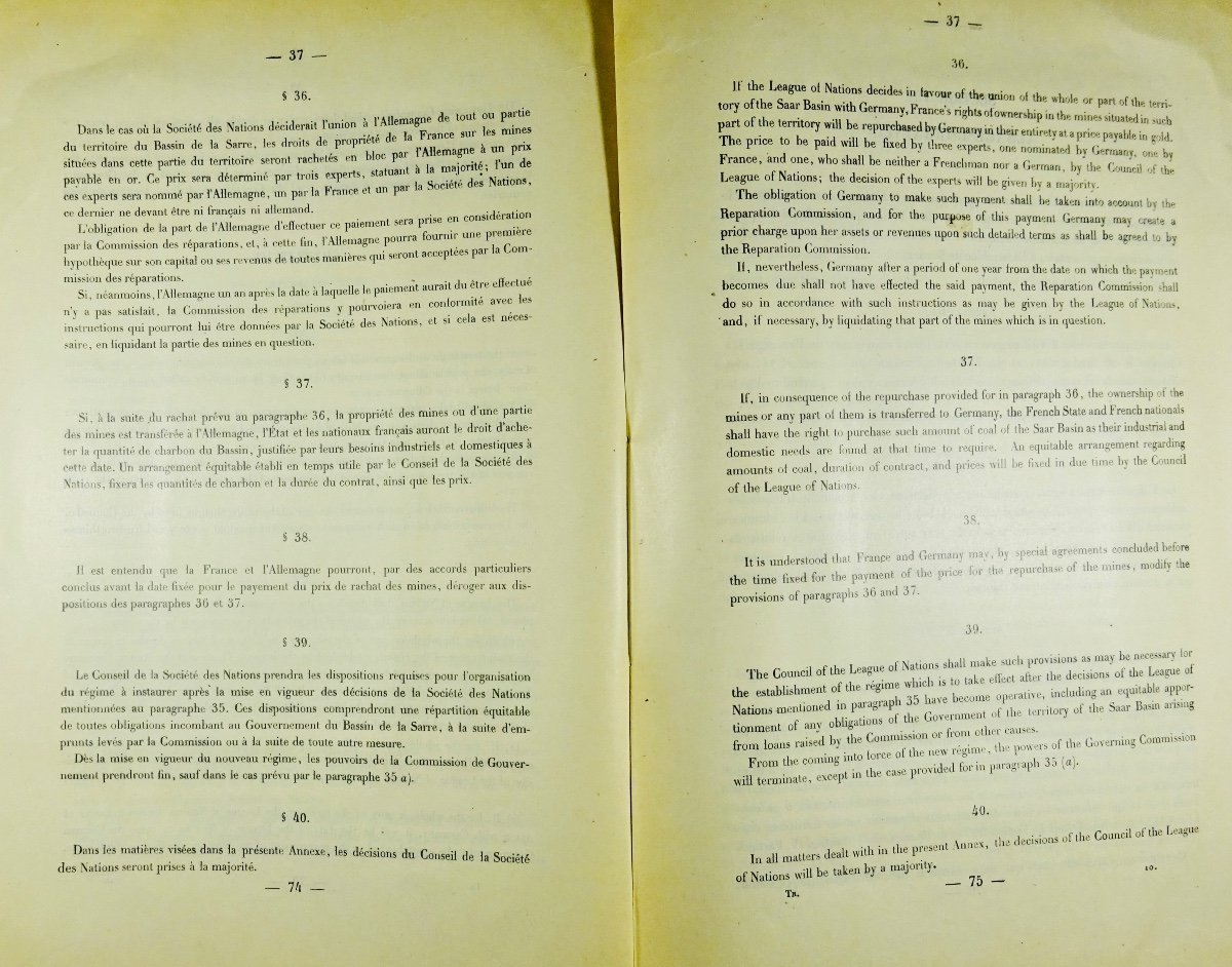 Traité de paix entre les puissances alliées et associés et l'Allemagne. 1919, broché.-photo-8