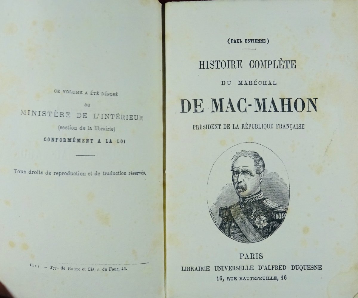 Estienne (paul) - Complete History Of Marshal De Mac-mahon. Around 1890, Paperback.-photo-2