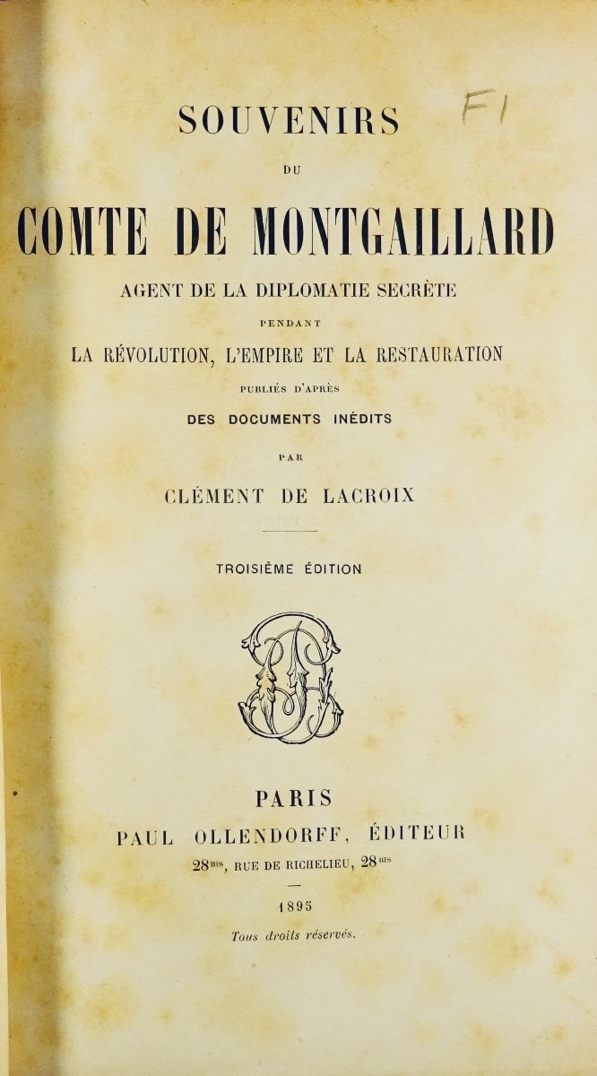 Lacroix (clément De) - Memories Of The Comte De Montgaillard. 1895, Well Bound.-photo-2