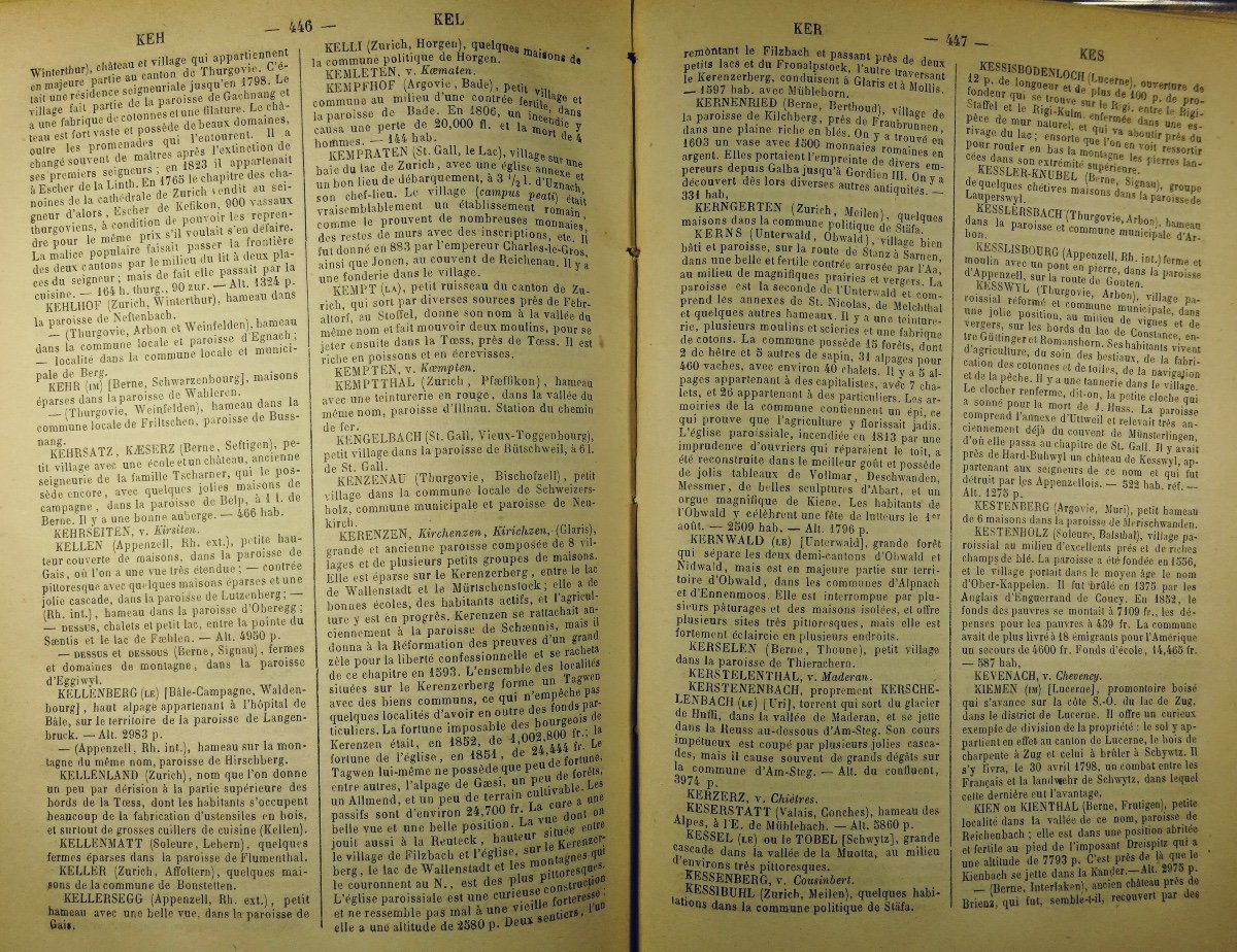 LUTZ (Marc), SPRECHER (A. de) - Dictionnaire géographique et statistique de la Suisse. 1859.-photo-1