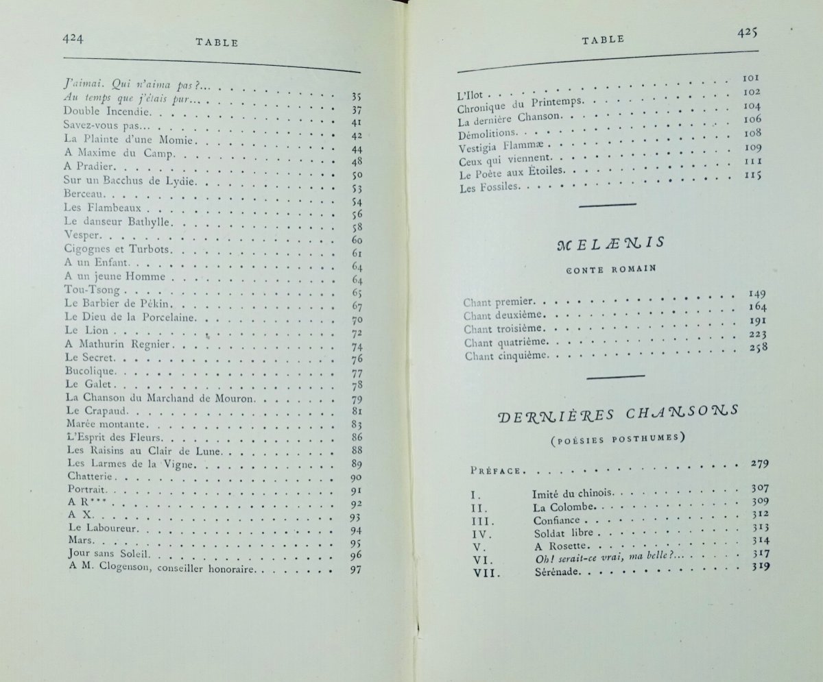 BOUILHET - Festons et astragales. Melaenis. Dernières chansons. Alphonse Lemerre, 1920, relié.-photo-8