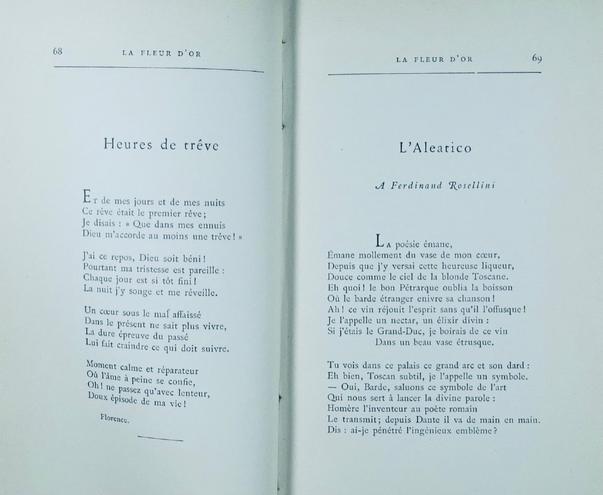 BRIZEUX - La fleur d'or. Histoires poétiques I-II-III-IV. Cycle. Lemerre, vers 1910, bien relié-photo-4