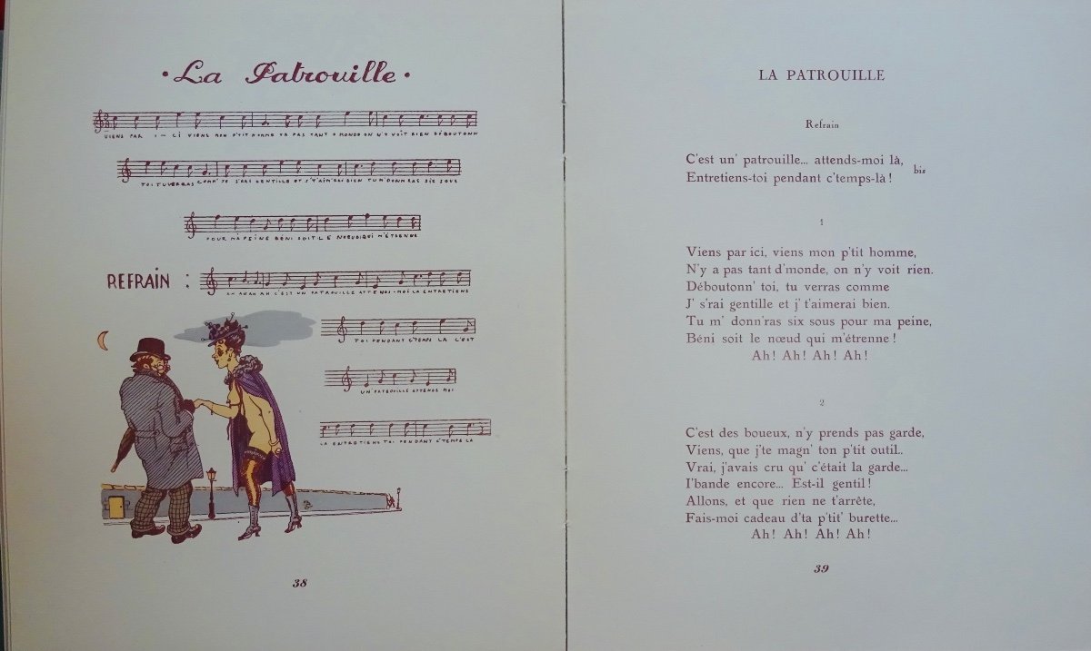 Chansons De Salle De Garde. De Montmartre Au Quartier Latin. Vers 1920, Illustré En Couleurs.-photo-5