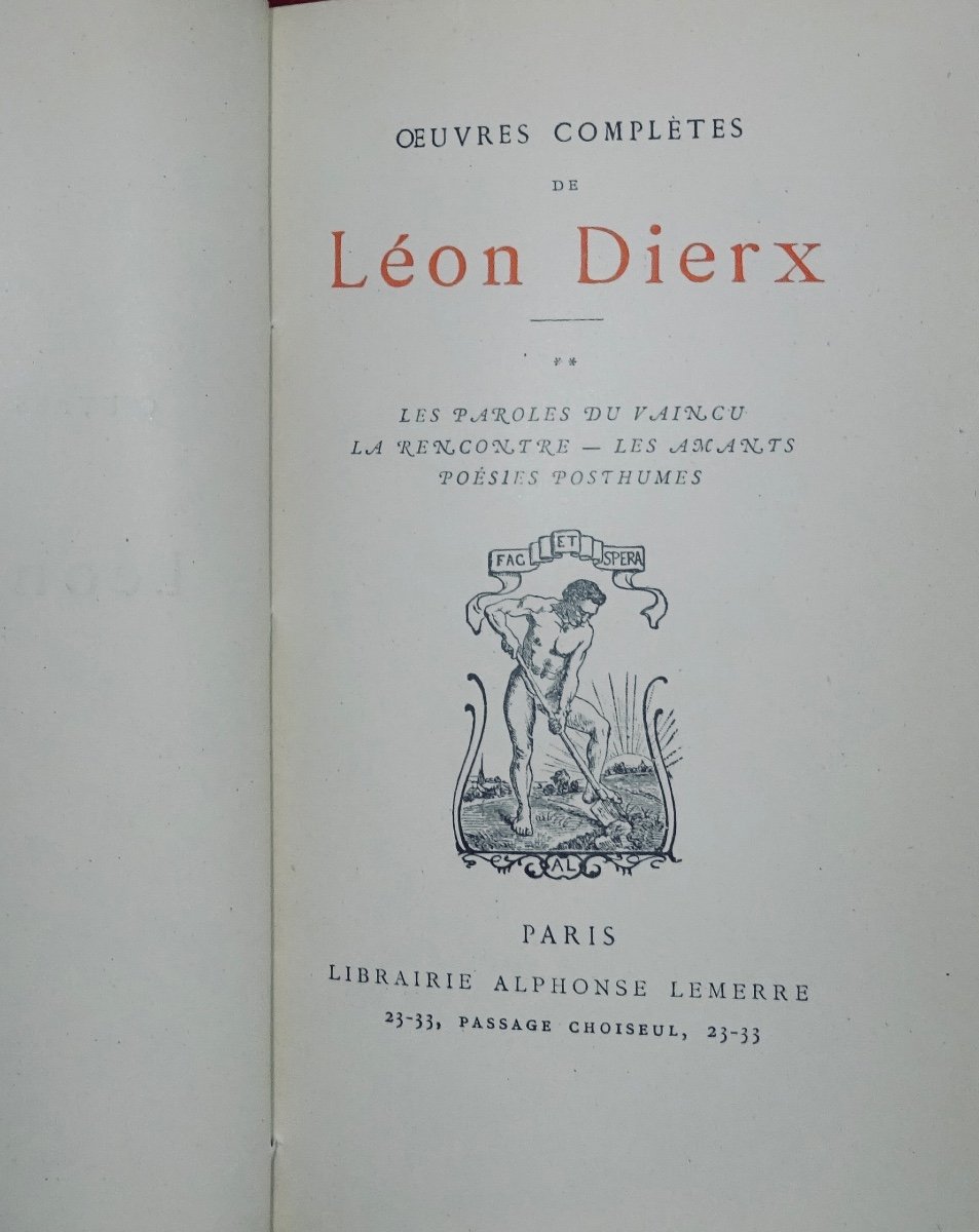 Dierx (léon) - Complete Works. Alphonse Lemerre, 1925, 2 Volumes In Publisher's Binding.-photo-5