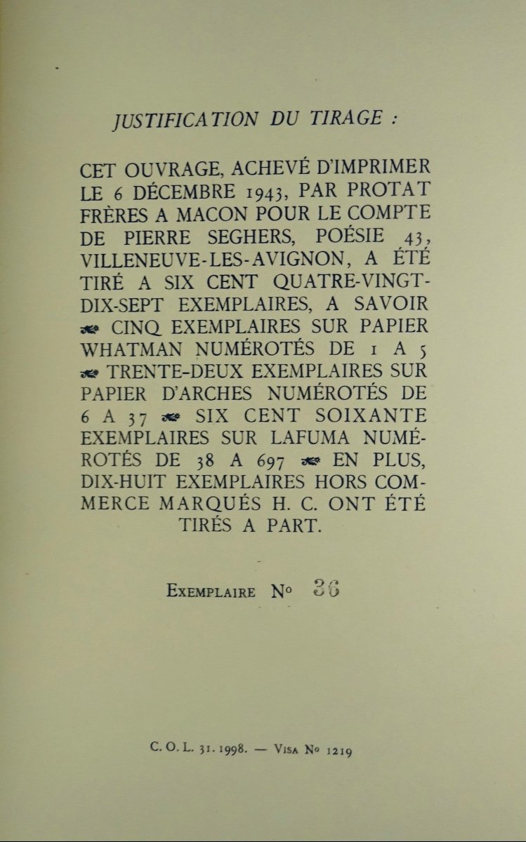 GONGORA Y ARGOTE (Luis de) - Première solitude. Pierre Seghers, 1943, illustré par Louis JOU.-photo-1