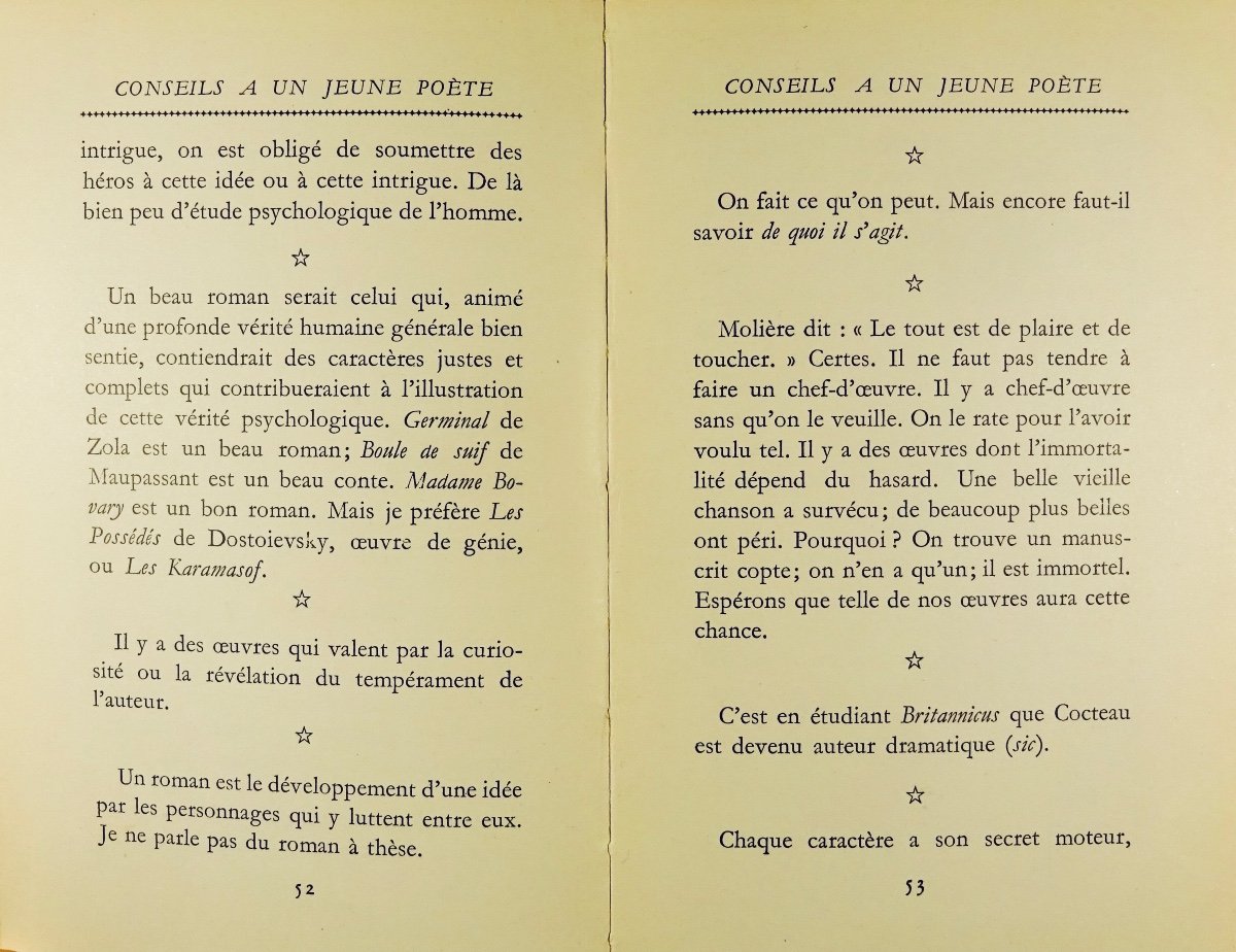 JACOB - Conseils à un jeune poète. Suivis de Conseils à un étudiant. Gallimard, 1945, BONET.-photo-3