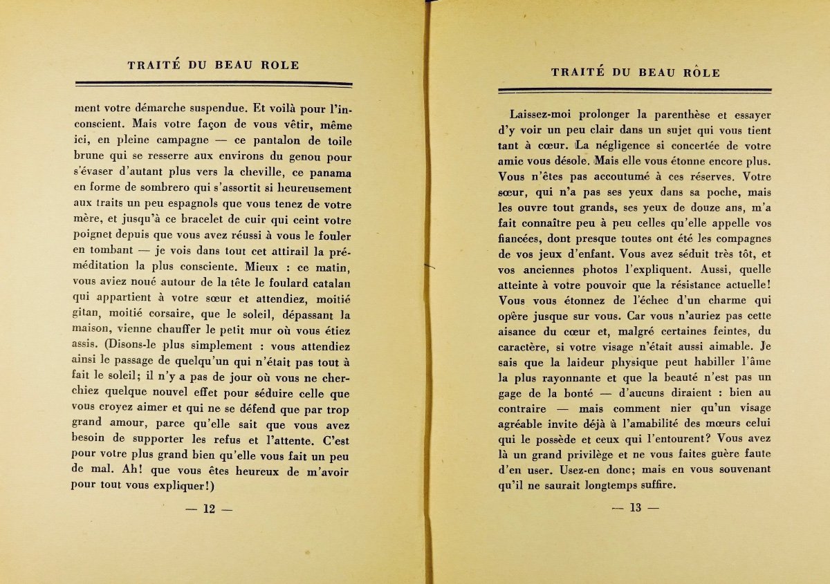 LAMBERT (Jean) - Traité du beau rôle.  Gallimard, 1945, dans un cartonnage de PRASSINOS.-photo-5