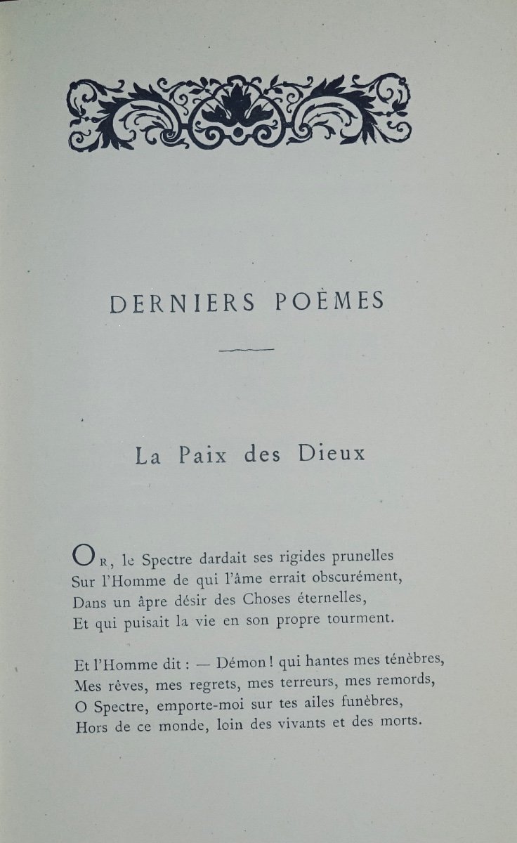 LECONTE DE LISLE - Derniers poèmes. Paris, Alphonse Lemerre, 1926, en reliure d'éditeur.-photo-2