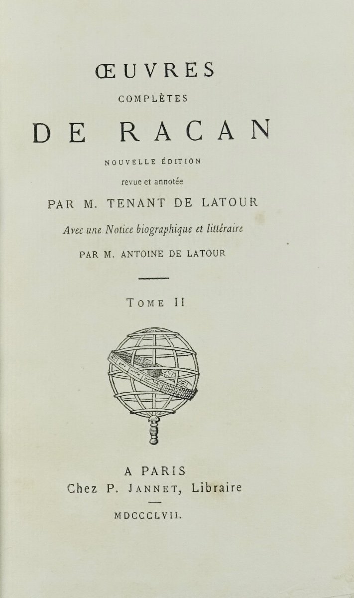 RACAN - Oeuvres complètes de Racan. Paris, Jannet, 1857 en cartonnage d'éditeur.-photo-4
