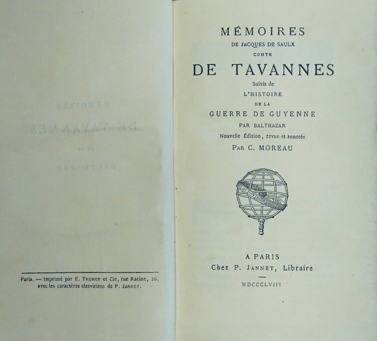 SAULX (Jacques de) - Mémoires de Jacques de Saulx comte de Tavannes. Jannet, 1858.-photo-4