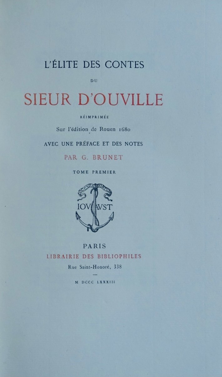 SIEUR D'OUVILLE - L'élite des contes du sieur D'Ouville. Librairie des Bibliophiles, 1883.-photo-3