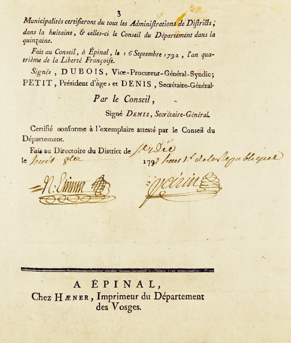 Loi relative au rétablissement de la libre circulation des personnes. Chez Haener, 1793.-photo-3