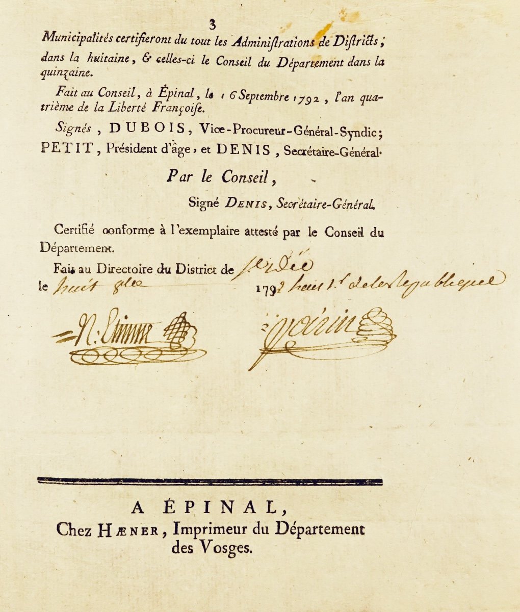 Law Relating To The Restoration Of The Free Movement Of Persons. At Haener's, 1793.-photo-3