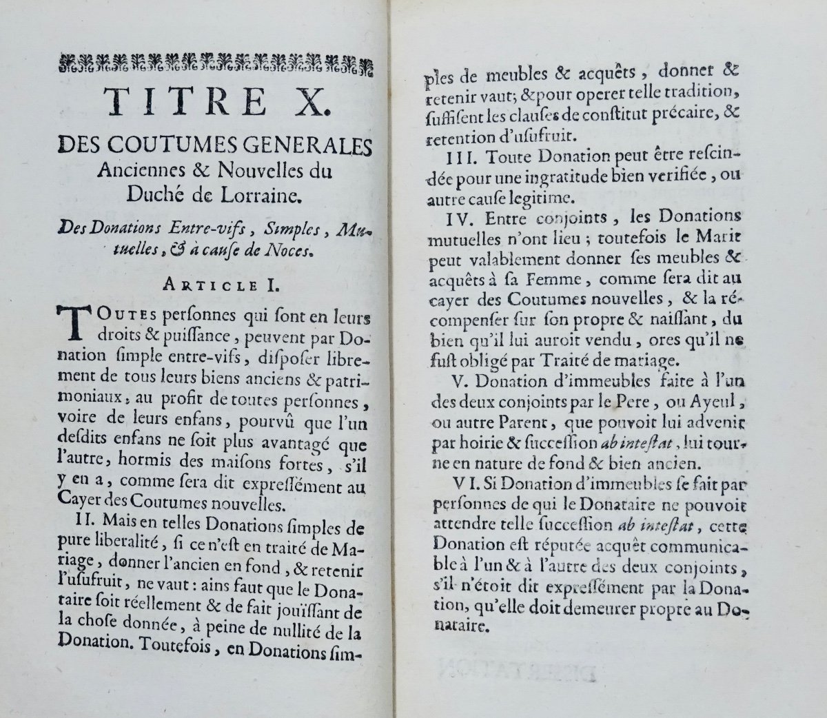 Dissertation On Title X. Of The Customs Of The Duchy Of Lorraine. Nancy, Cusson, 1725.-photo-6