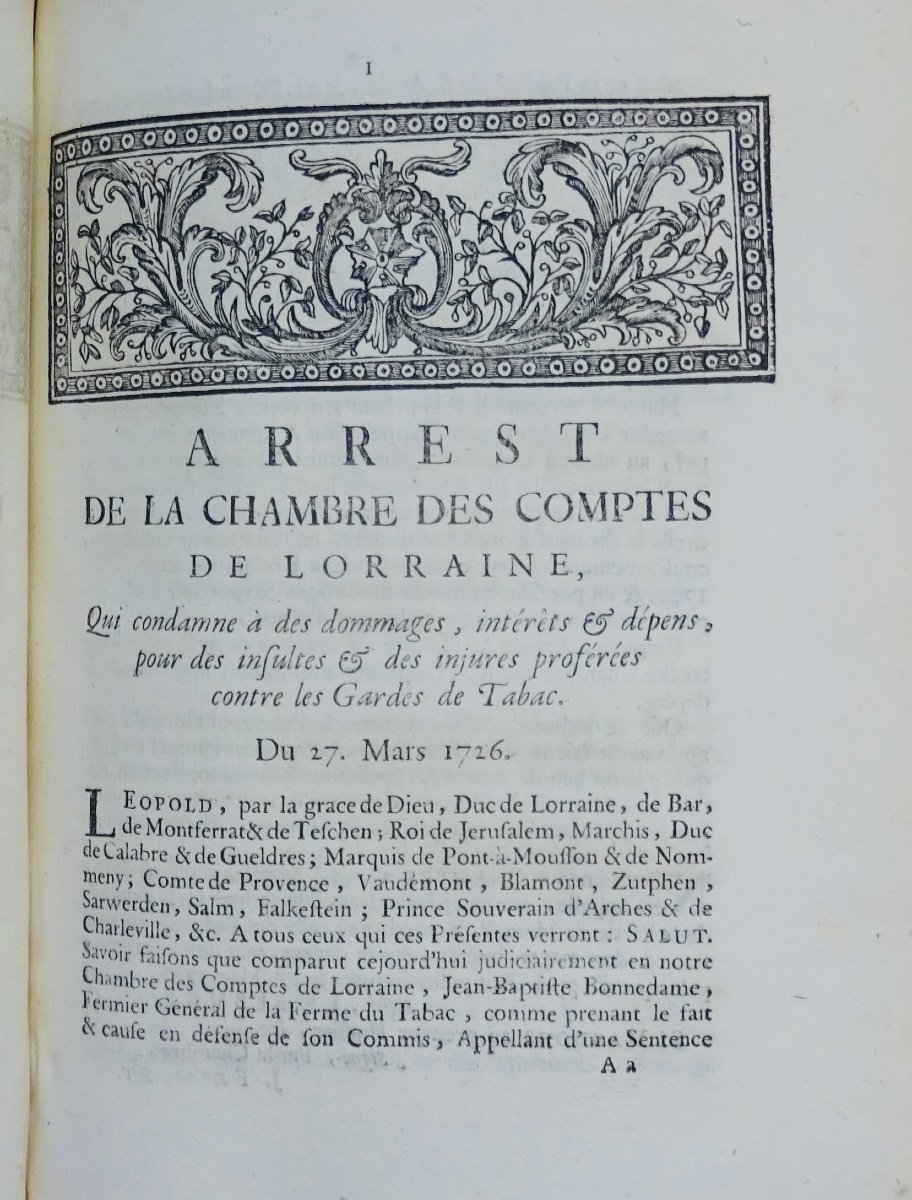 Recueil des édits, déclarations, arrests et règlements de la ferme du tabac de Lorraine. 1752.-photo-6